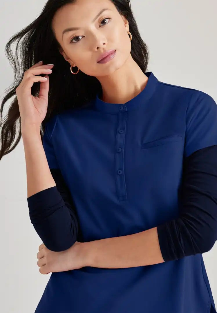 Barco Unify Women's 1 Pocket Collar Tuck In Top - Indigo