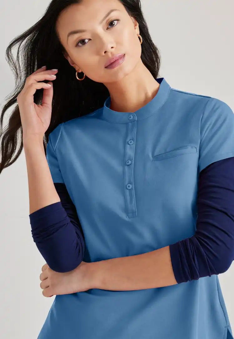 Barco Unify Women's 1 Pocket Collar Tuck In Top - Ciel Blue