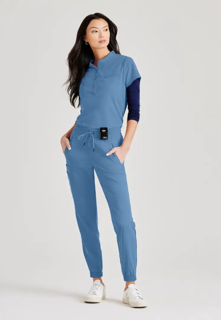 Barco Unify Women's 1 Pocket Collar Tuck In Top - Ciel Blue