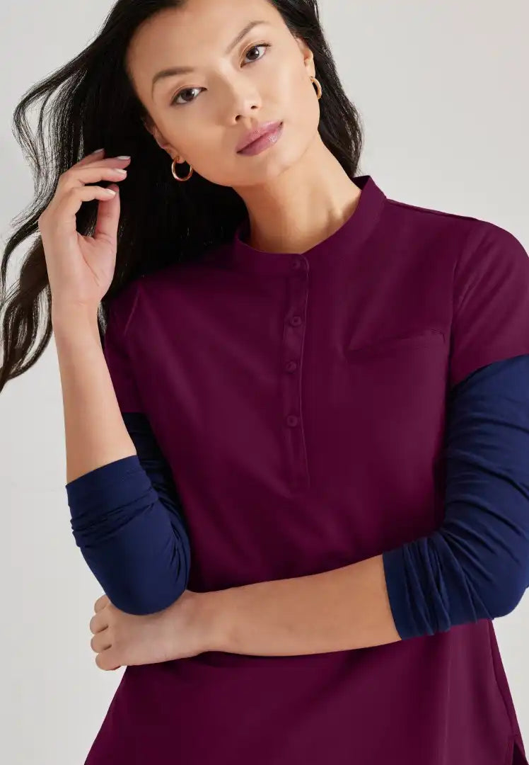 Barco Unify Women's 1 Pocket Collar Tuck In Top - Wine