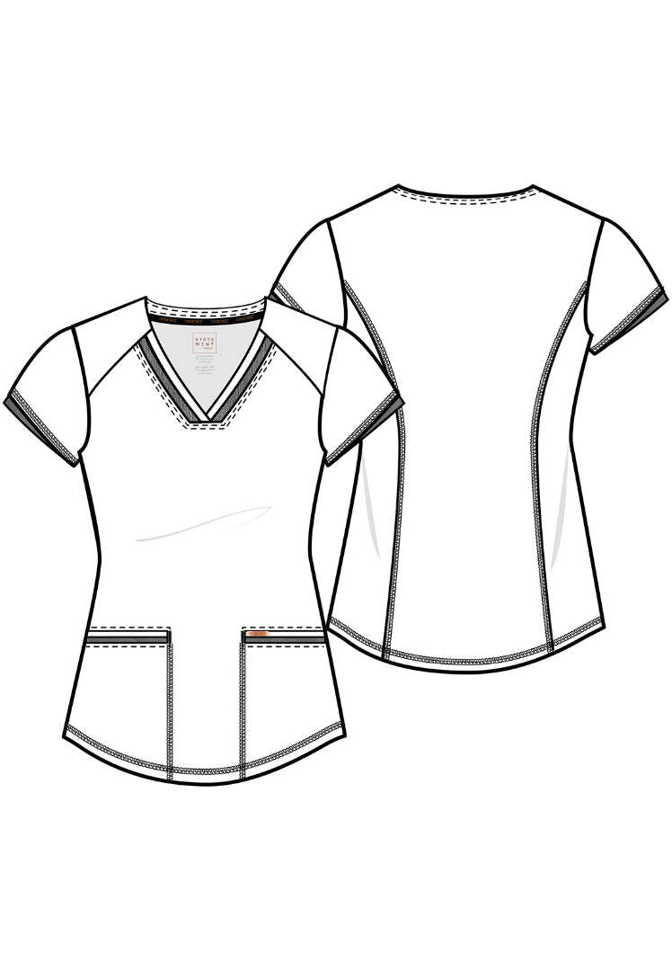 Curved Hemline V-Neck Scrub Top - Wine