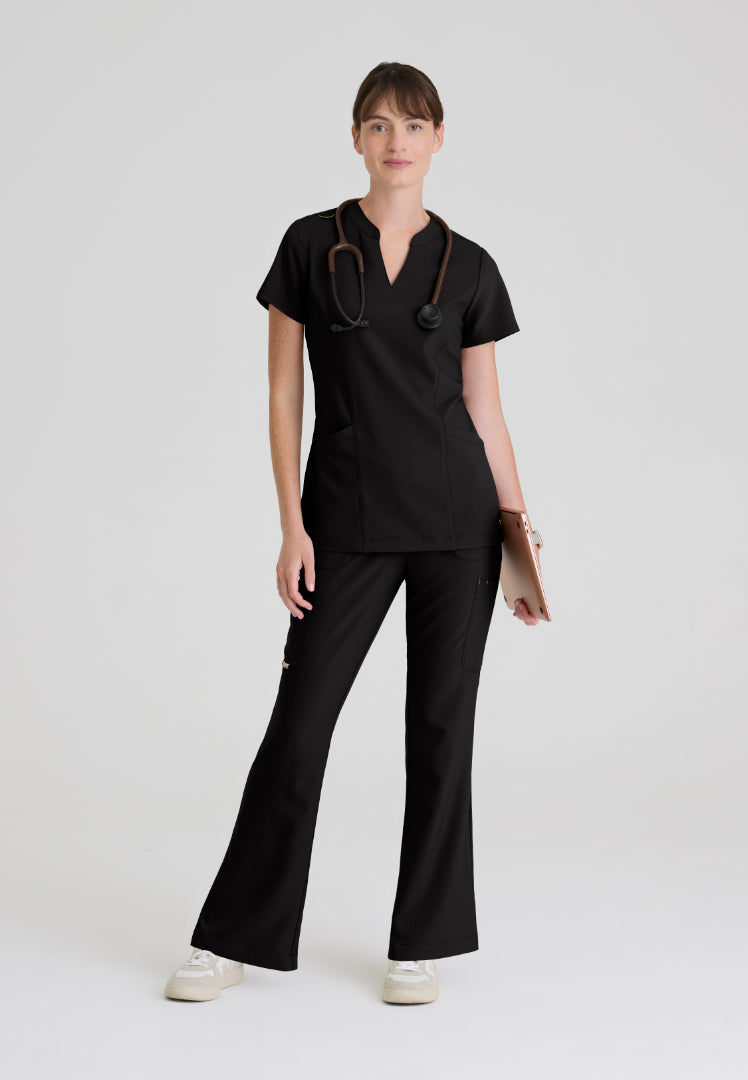 Sky 6-Pocket Flare Leg Scrub Pant - Black