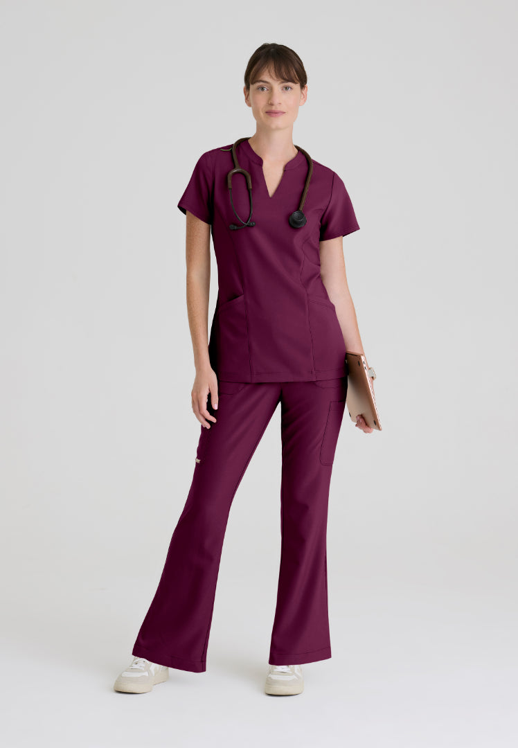 Sky 6-Pocket Flare Leg Scrub Pant - Wine