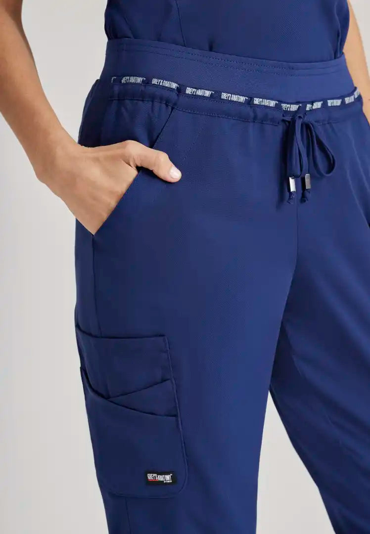 Grey's Anatomy™ Spandex Stretch "Serena" 7-Pocket Mid-Rise Tapered Leg Scrub Pant - Indigo