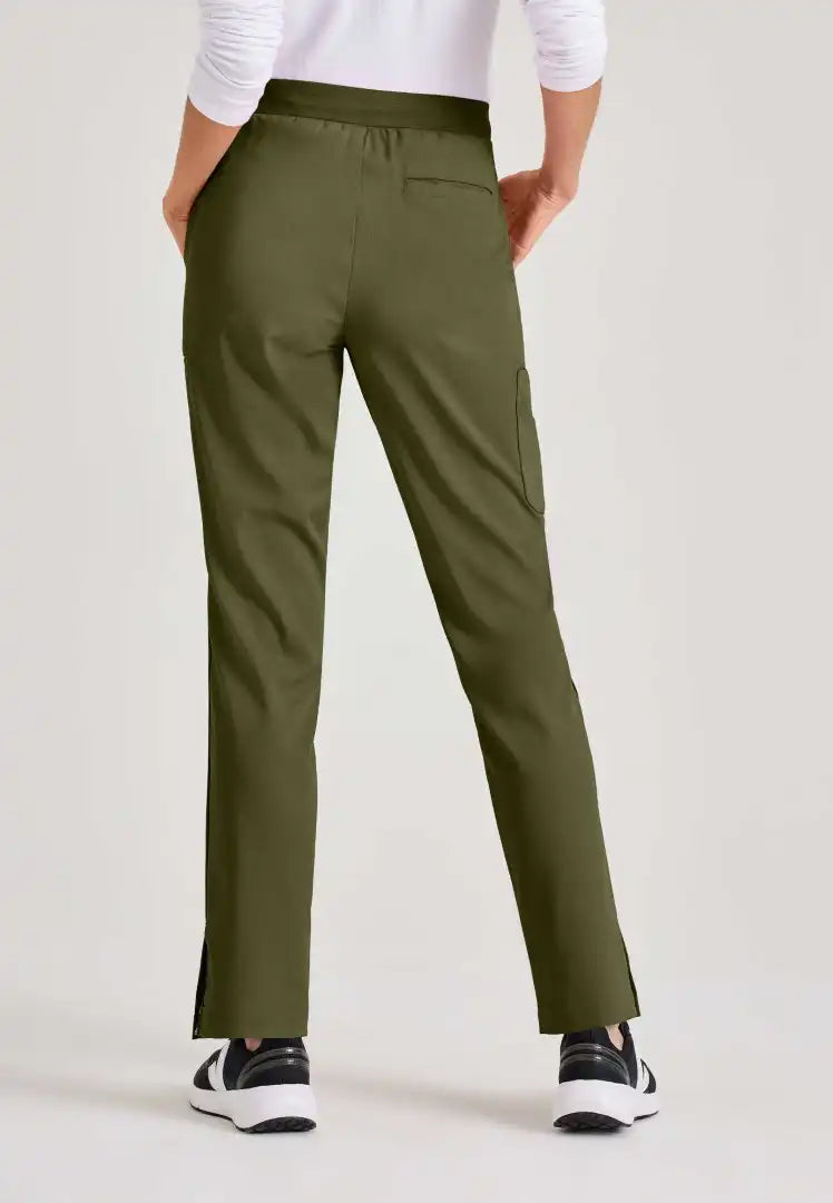Grey's Anatomy™ Spandex Stretch "Serena" 7-Pocket Mid-Rise Tapered Leg Scrub Pant - Olive