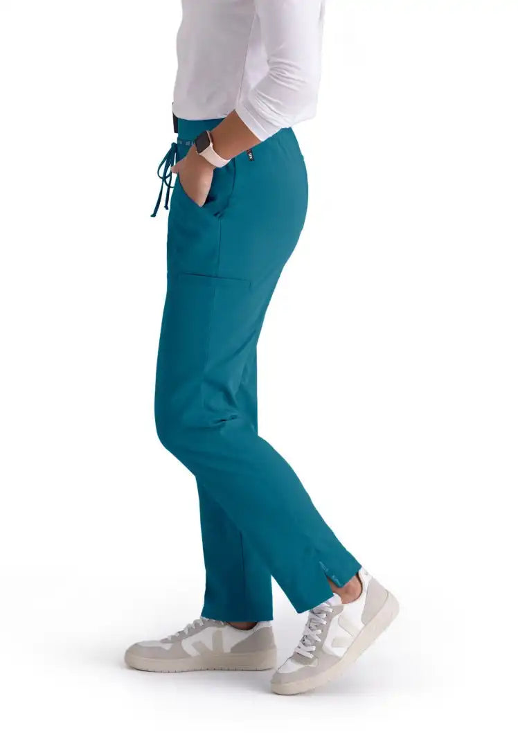 Grey's Anatomy™ Spandex Stretch "Serena" 7-Pocket Mid-Rise Tapered Leg Scrub Pant - Bahama