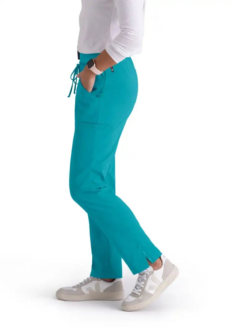 Grey's Anatomy™ Spandex Stretch "Serena" 7-Pocket Mid-Rise Tapered Leg Scrub Pant - Teal