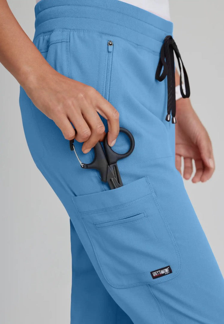 Grey's Anatomy™ Spandex Stretch "Eden" 5-Pocket Mid-Rise Jogger Scrub Pant - Ciel Blue