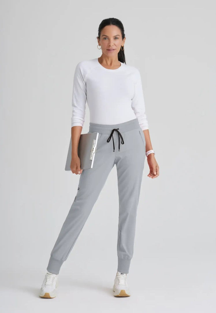 Grey's Anatomy™ Spandex Stretch "Eden" 5-Pocket Mid-Rise Jogger Scrub Pant - Moonstruck - The Uniform Store