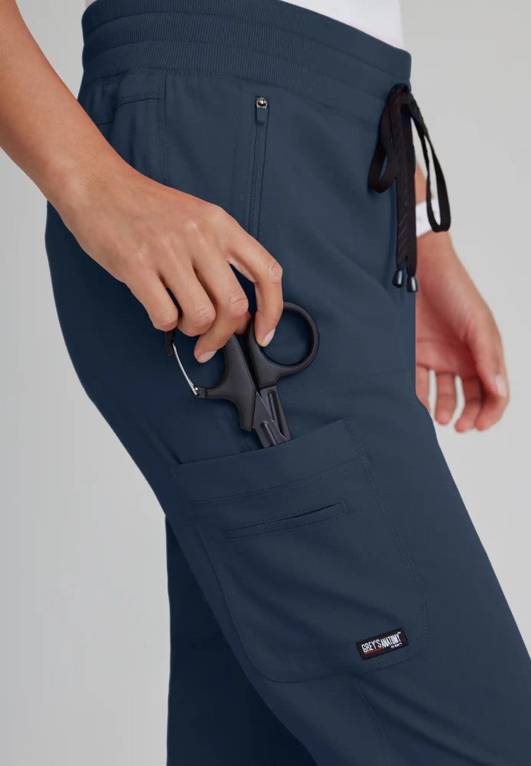 Grey's Anatomy™ Spandex Stretch "Eden" 5-Pocket Mid-Rise Jogger Scrub Pant - Steel