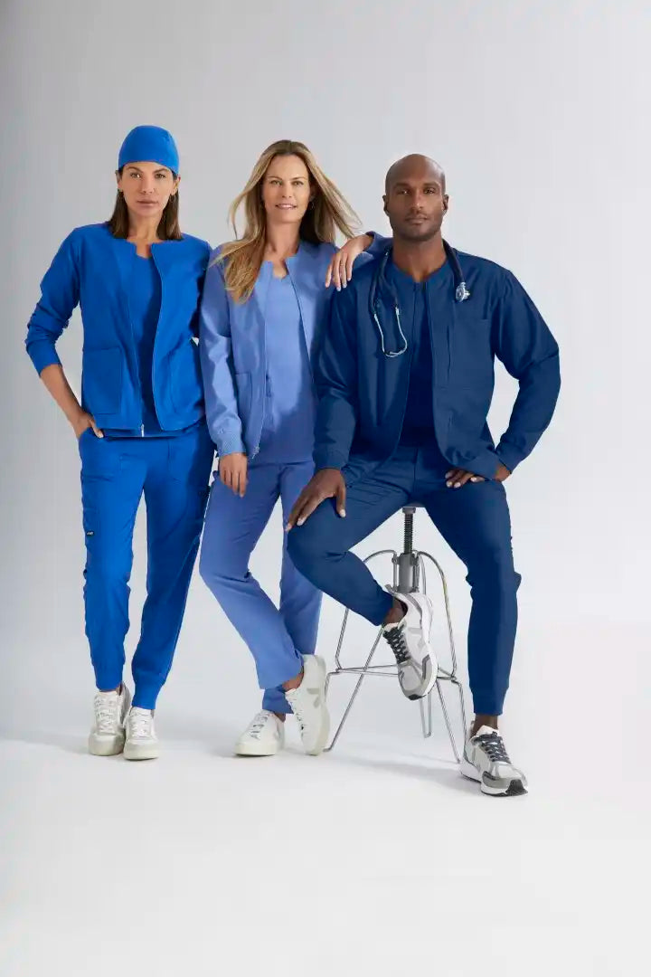 Grey's Anatomy™ Spandex Stretch "Carly" 7-Pocket Mid-Rise Jogger Scrub Pant - New Royal - The Uniform Store