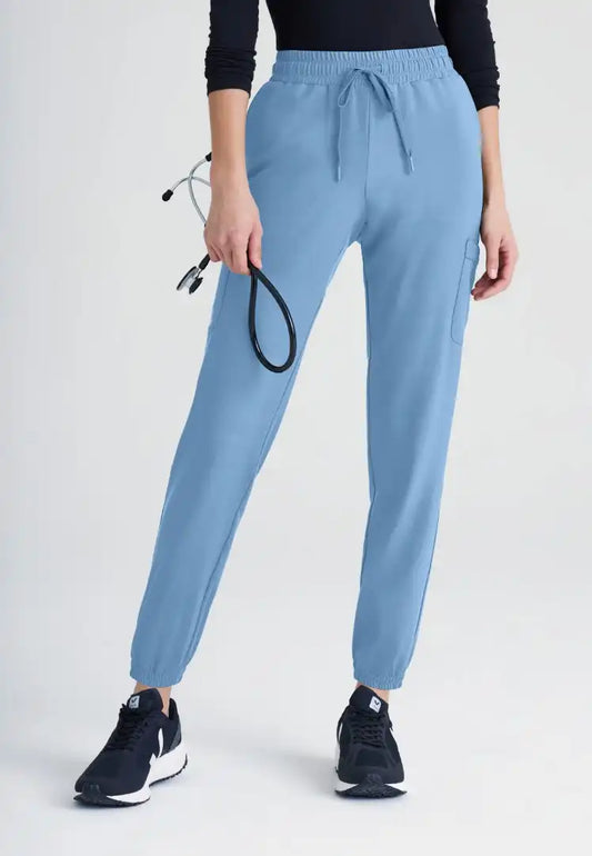 Grey's Anatomy™ Evolve "Terra" 6-Pocket Mid-Rise Cargo Pant - Ciel Blue