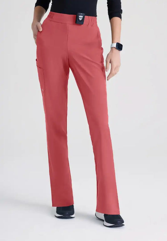 Grey's Anatomy™ Evolve "Cosmo" 6-Pocket Mid-Rise Tapered Leg Pant - Desert Rouge