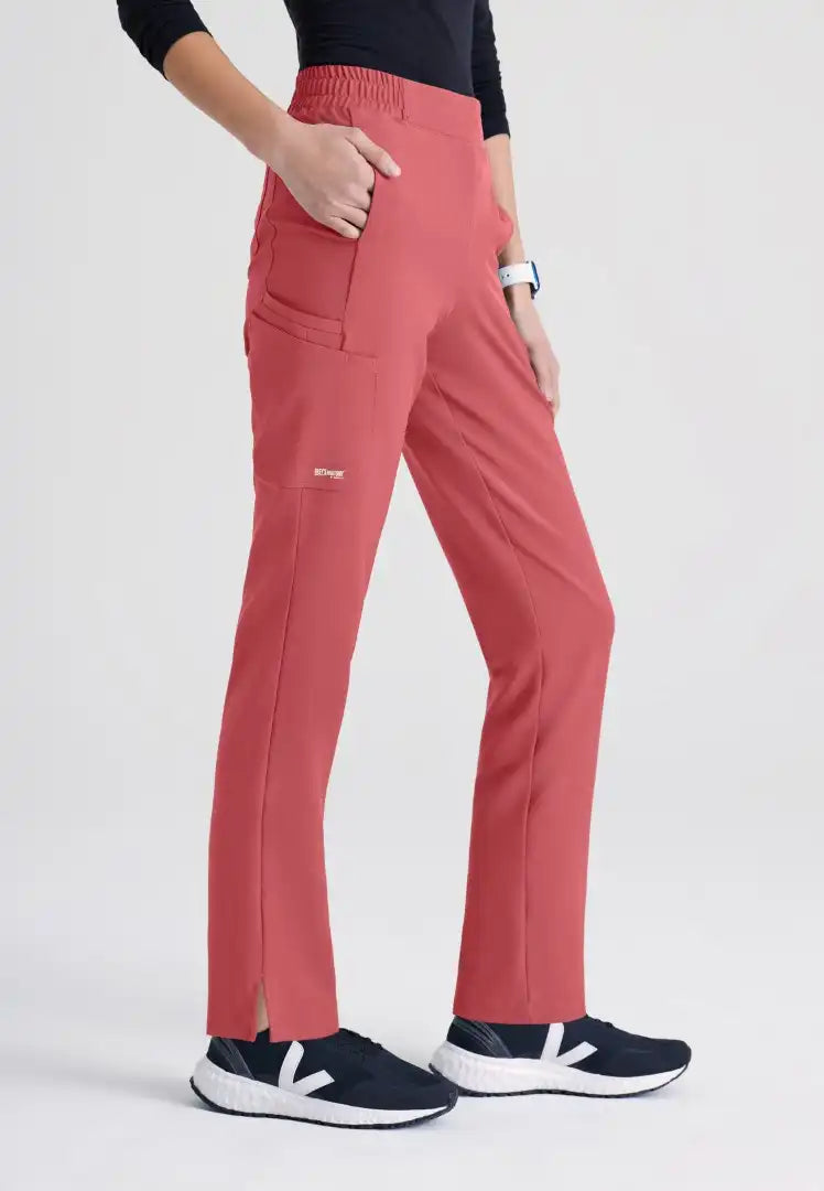 Grey's Anatomy™ Evolve "Cosmo" 6-Pocket Mid-Rise Tapered Leg Pant - Desert Rouge