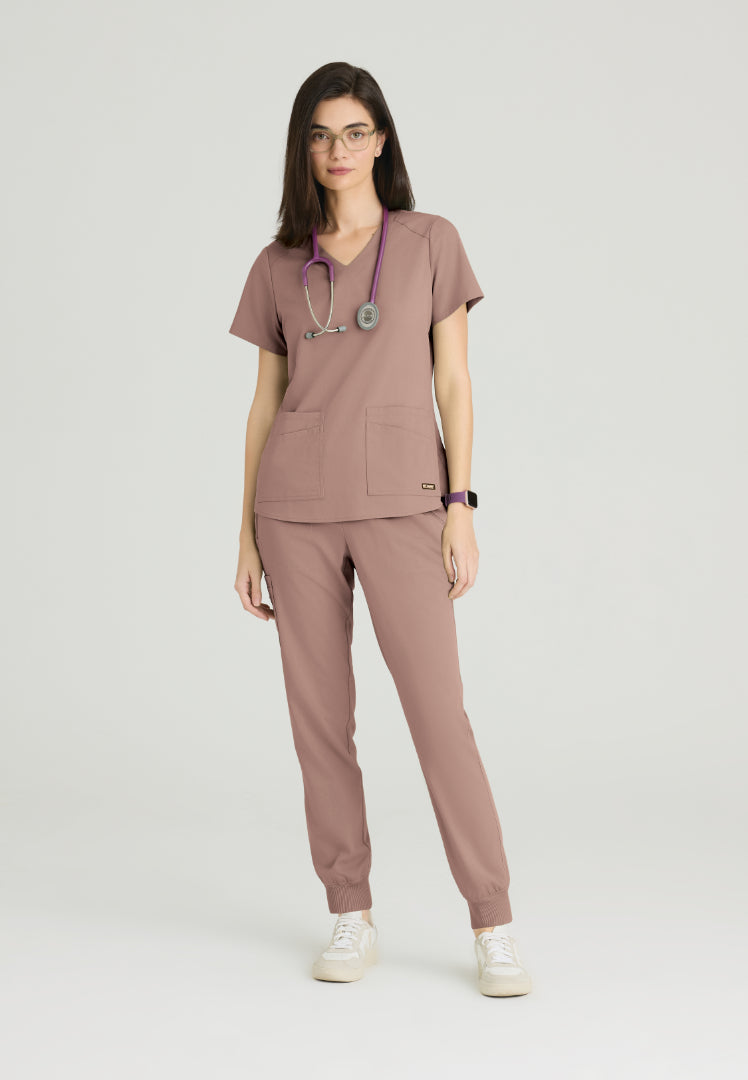 Emma 4-Pocket V-Neck Scrub Top - Warm Mocha
