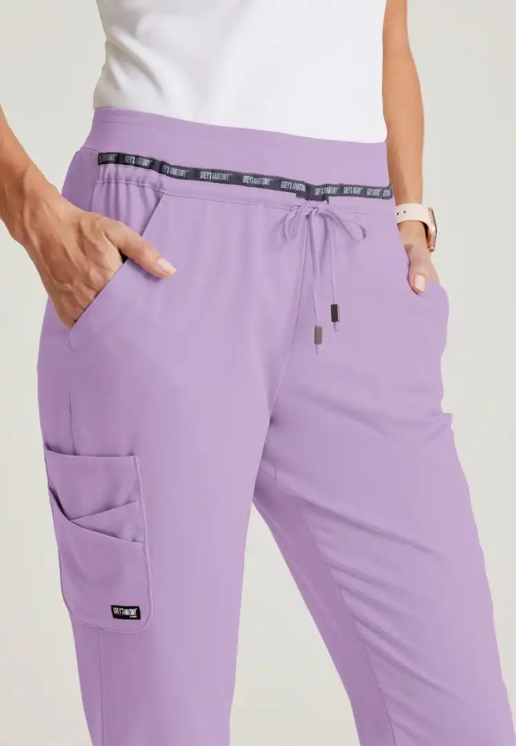 Grey's Anatomy™ Spandex Stretch "Serena" 7-Pocket Mid-Rise Tapered Leg Scrub Pant - Purple Freesia