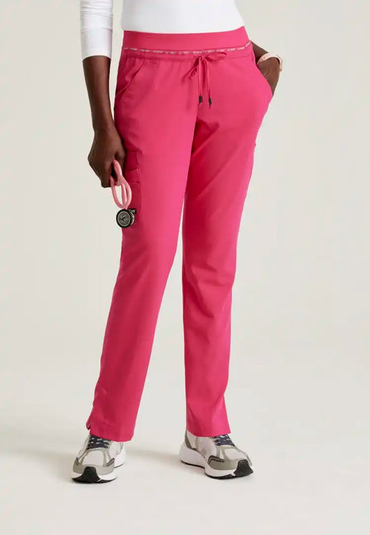 Grey's Anatomy™ Spandex Stretch "Serena" 7-Pocket Mid-Rise Tapered Leg Scrub Pant - Vibrance Pink