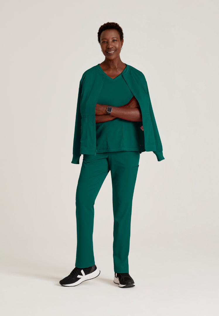 Serena 3-Pocket Ribbed Scrub Top - Hunter