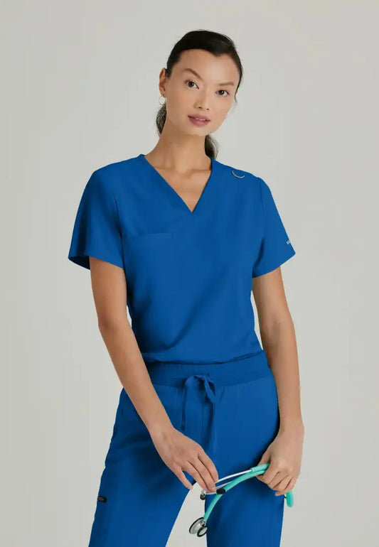 Grey's Anatomy™ Spandex Stretch "Bree" 1-Pocket Tuck In Top - New Royal