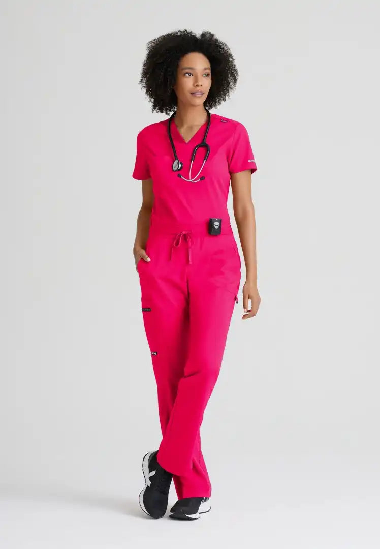 Grey's Anatomy™ Spandex Stretch "Bree" 1-Pocket Tuck In Top - Vibrance Pink - The Uniform Store
