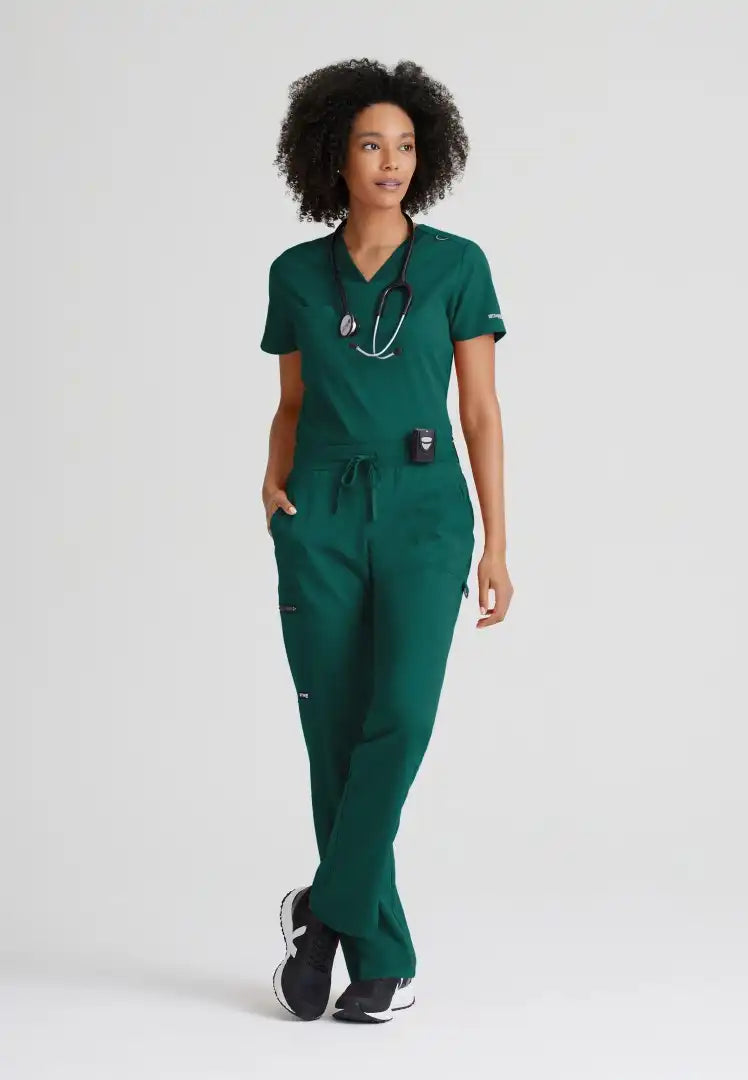 Grey's Anatomy™ Spandex Stretch "Bree" 1-Pocket Tuck In Top - Hunter Green