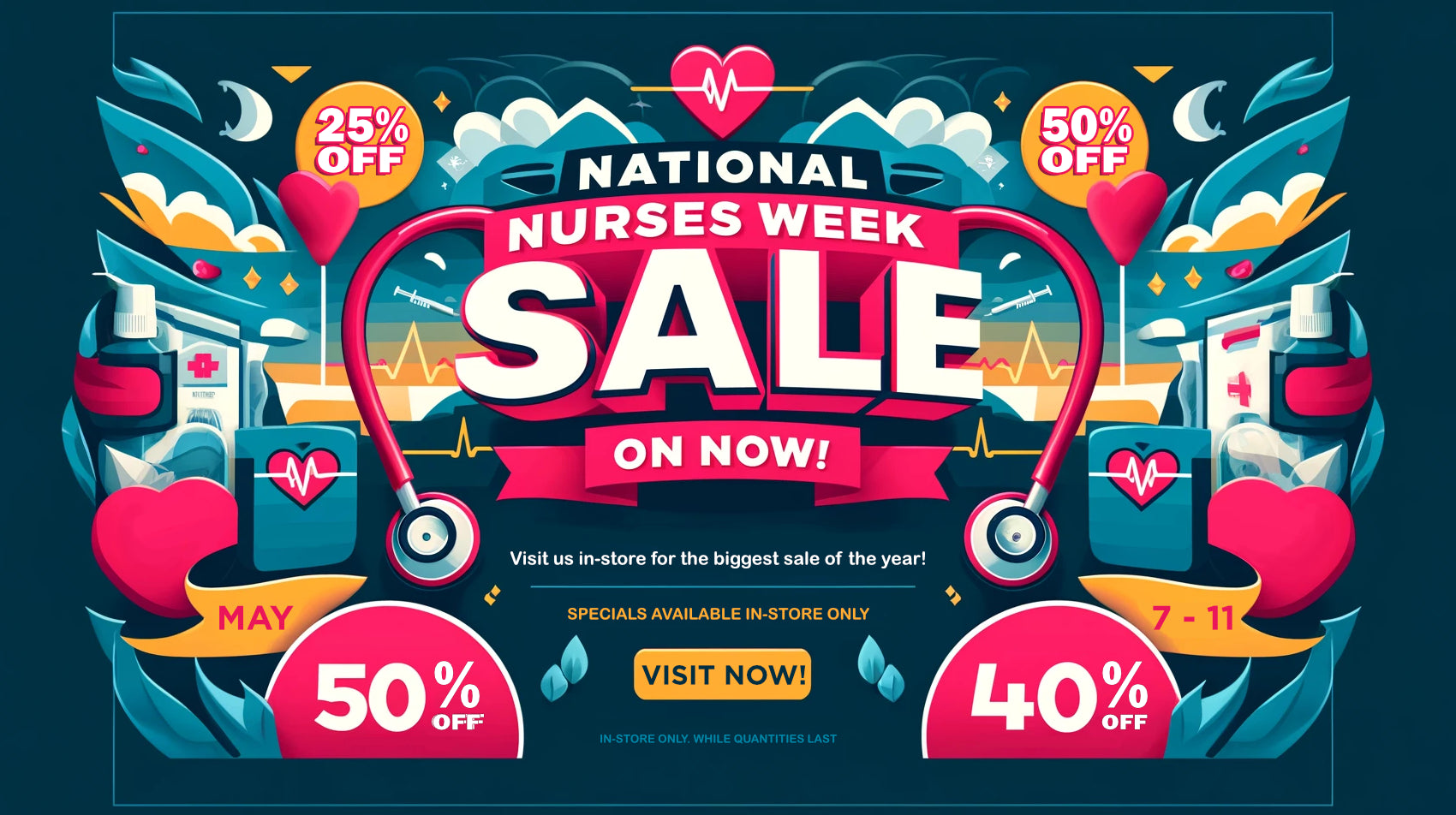 National Nurses Week Sale On Now. Visit us for the biggest sale of the year!