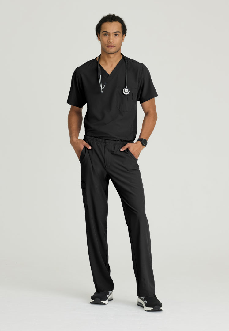 Blusa médica con cuello en V y un bolsillo - Negra