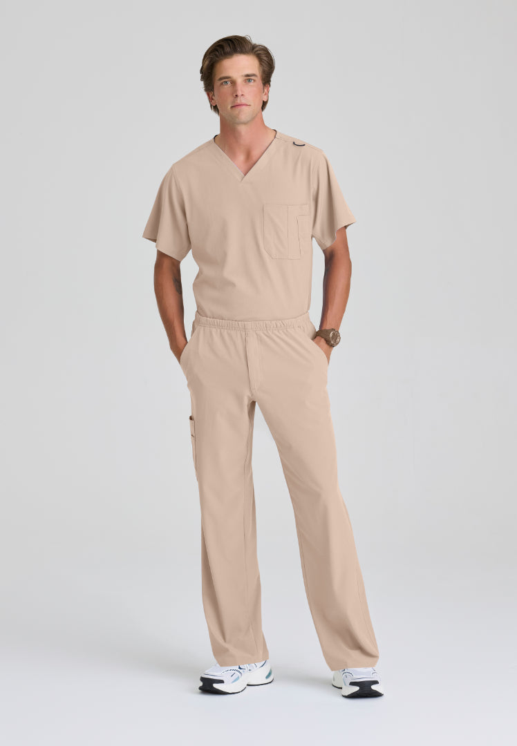 Blusa médica con cuello en V y un bolsillo Structure - Caqui