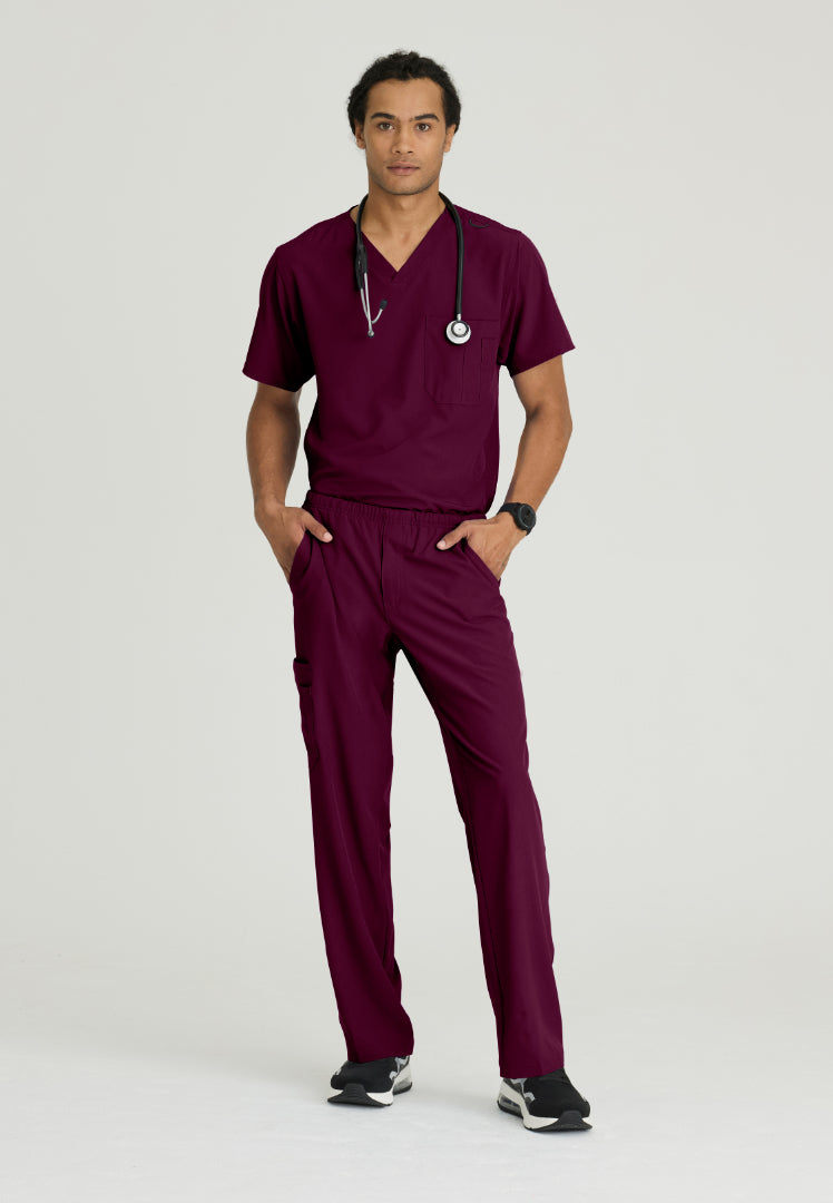 Blusa médica con cuello en V y un bolsillo - Vino