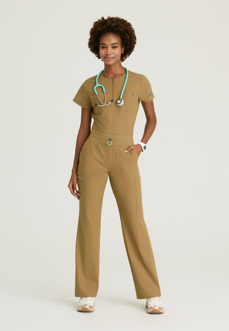Trek Tuck-In Rounded Neck Scrub Top - Duffle