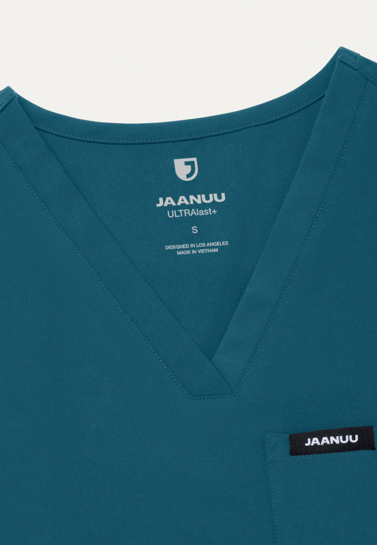 Rhena Essential 1-Pocket Scrub Top - Caribbean Blue