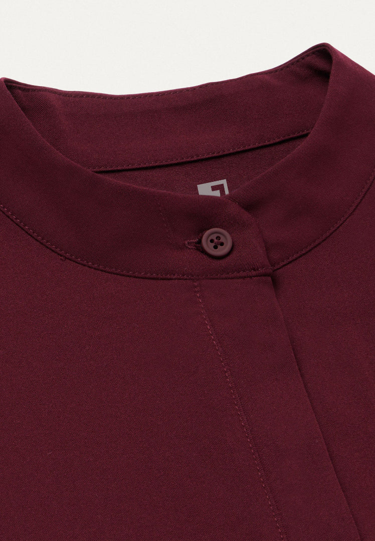 Savi Tuck-In Stand-Collar Scrub Top - Burgundy