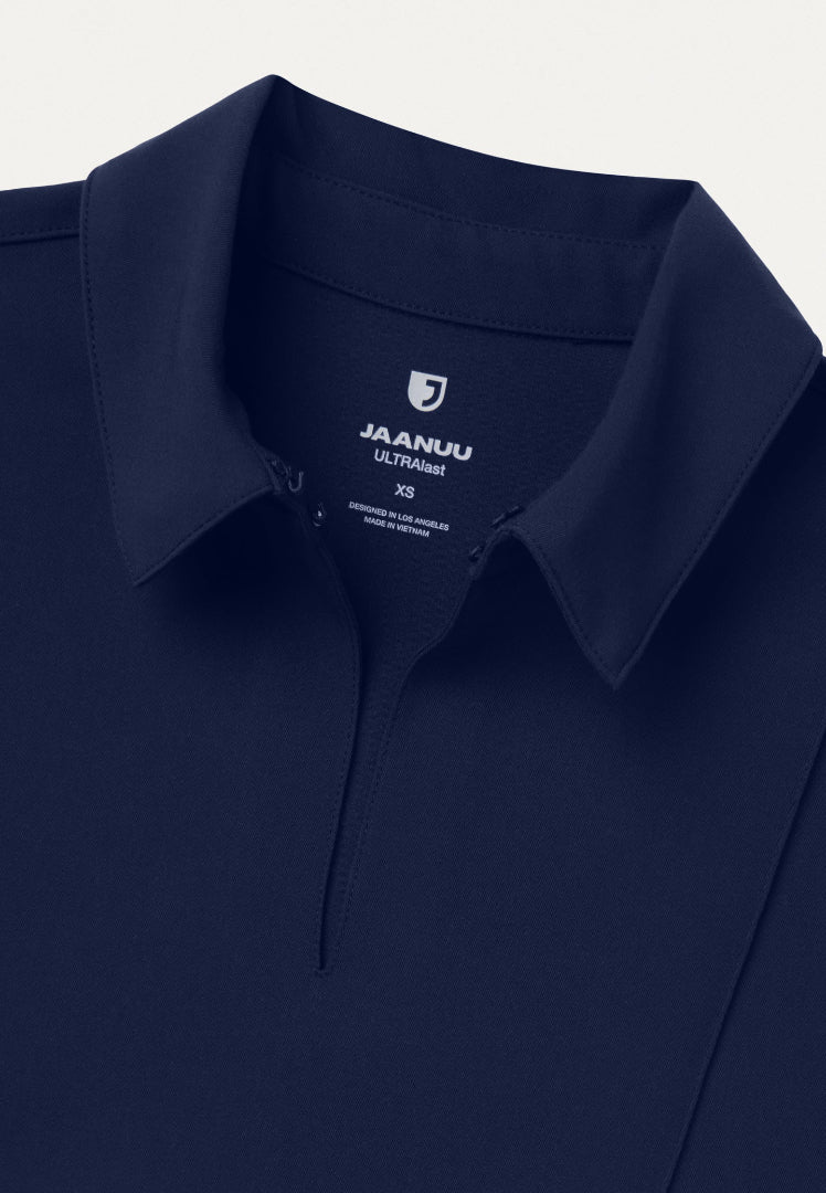 Carys Slim Modern Polo Scrub Top - Midnight Navy