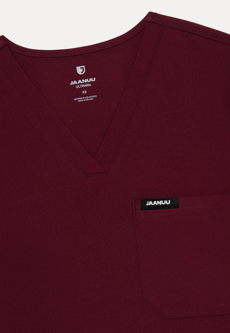 Blusa médica Rhena Slim UltraLITE™ de un bolsillo - Borgoña