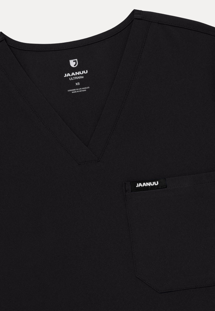 Blusa médica Rhena Slim UltraLITE™ de un bolsillo - Negra