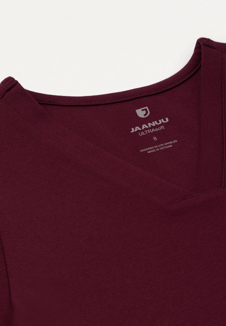 Cesi Slim UltraSOFT Scrub Top - Burgundy