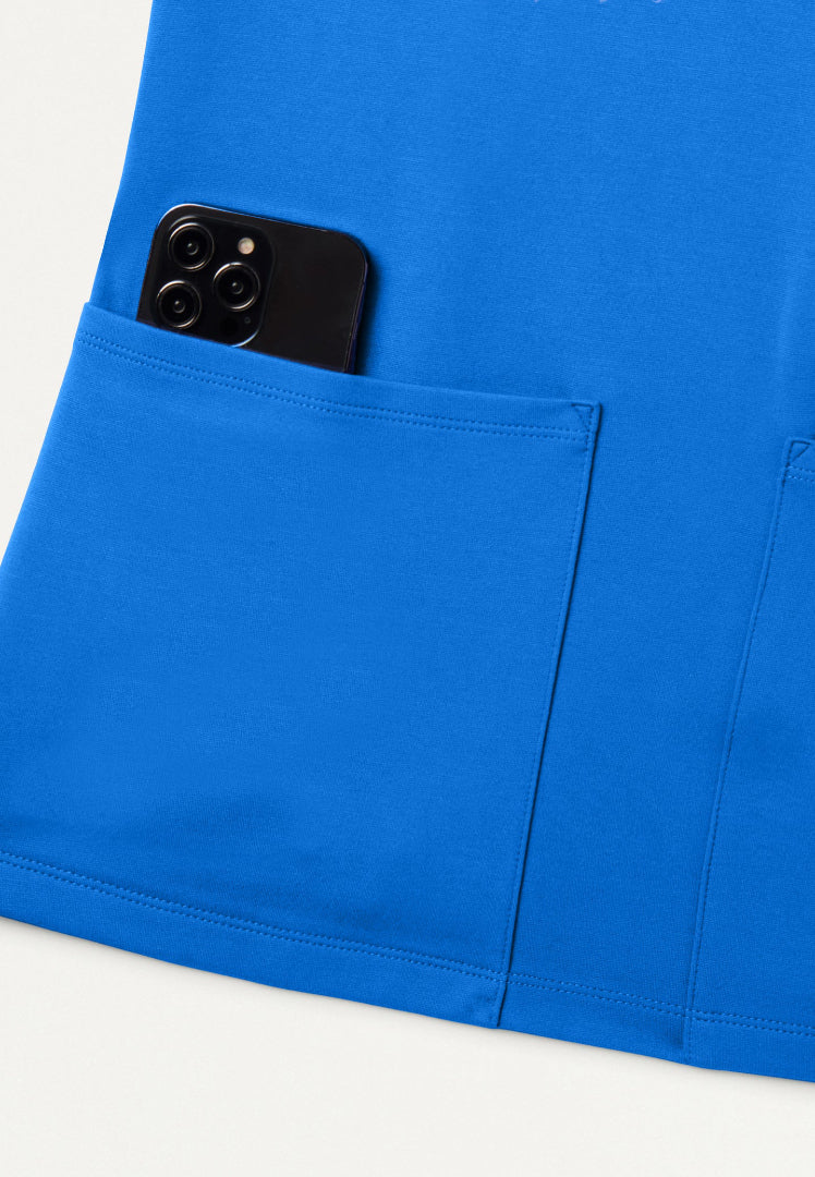 Kass Slim 4-Pocket UltraSOFT Scrub Top - Royal Blue