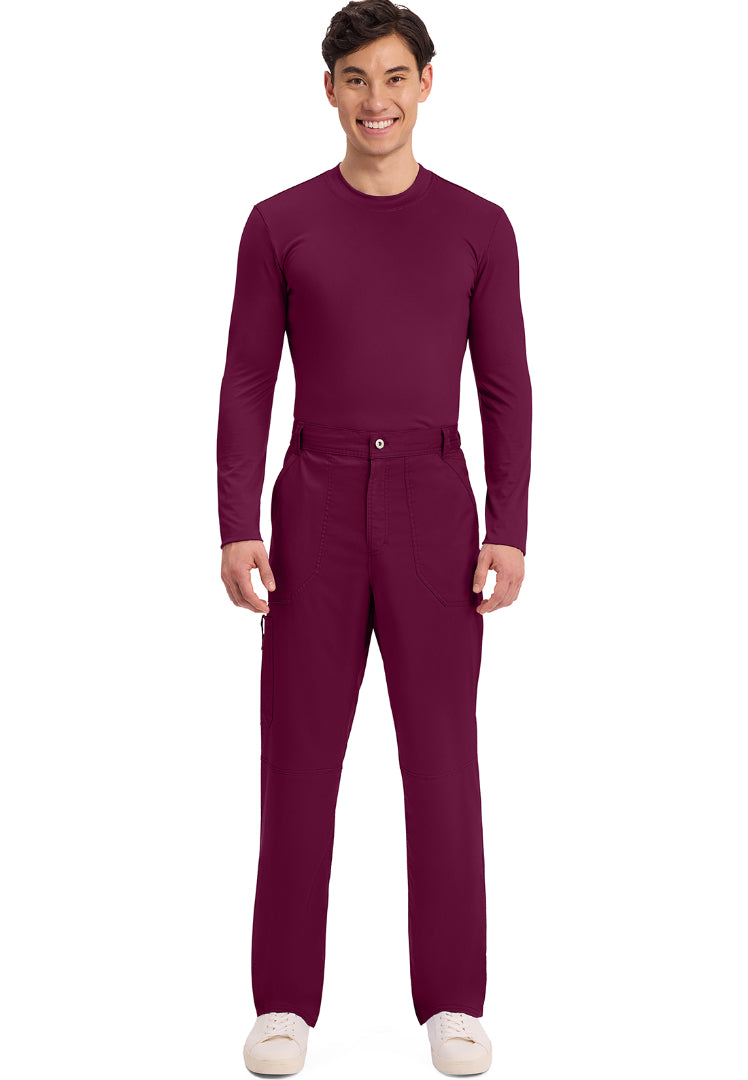 Cherokee Revolution Men’s Zip Fly Cargo Scrub Pants - Wine