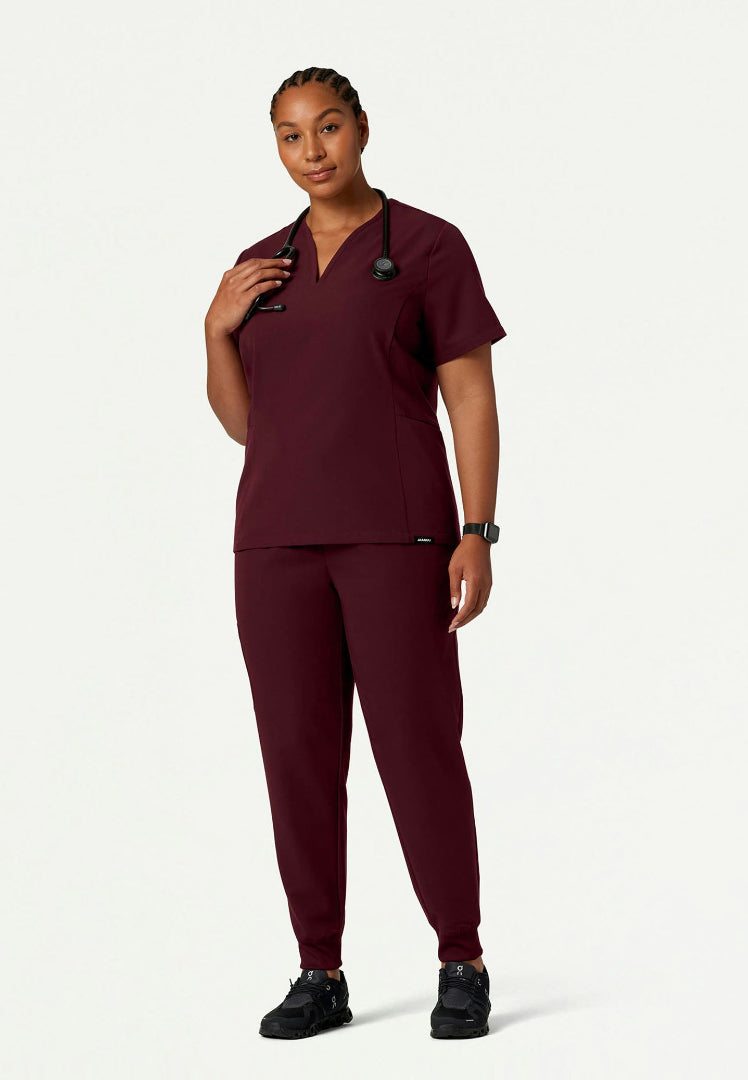 Silex Slim Knit-Waist Scrub Jogger - Burgundy