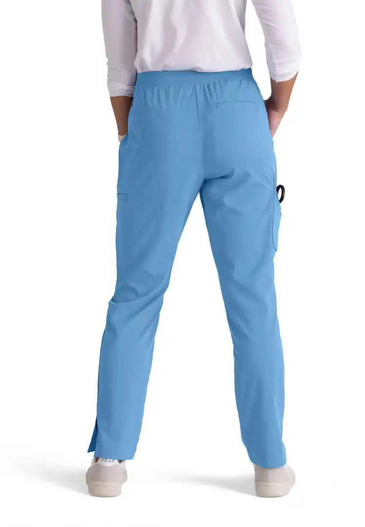 Grey's Anatomy™ Spandex Stretch "Serena" 7-Pocket Mid-Rise Tapered Leg Scrub Pant - Ciel Blue