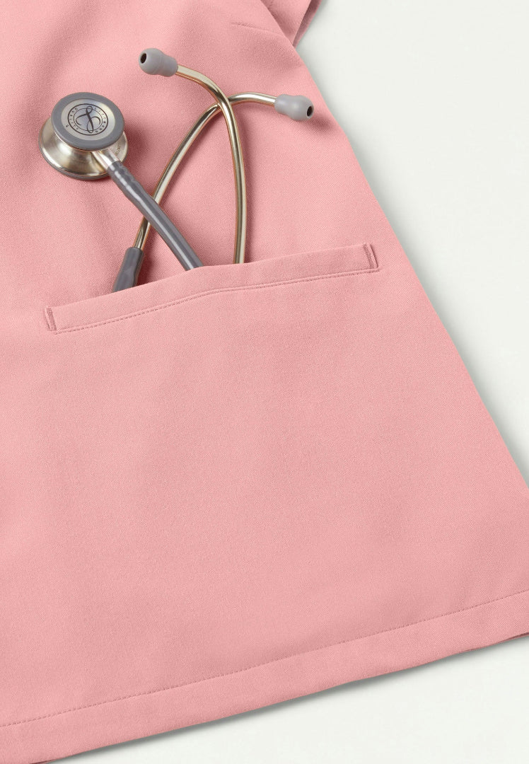 Blusa médica Helia Slim con cuello en V y muescas - Malva