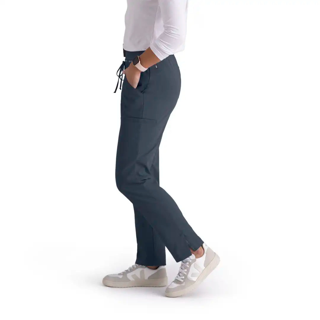 Grey's Anatomy™ Spandex Stretch "Serena" 7-Pocket Mid-Rise Tapered Leg Scrub Pant - Steel