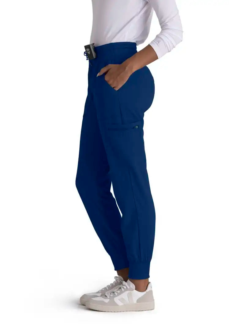 Grey's Anatomy™ Spandex Stretch "Carly" 7-Pocket Mid-Rise Jogger Scrub Pant - Indigo - The Uniform Store