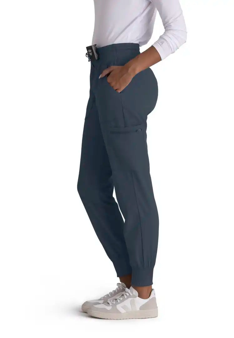 Grey's Anatomy™ Spandex Stretch "Carly" 7-Pocket Mid-Rise Jogger Scrub Pant - Steel - The Uniform Store