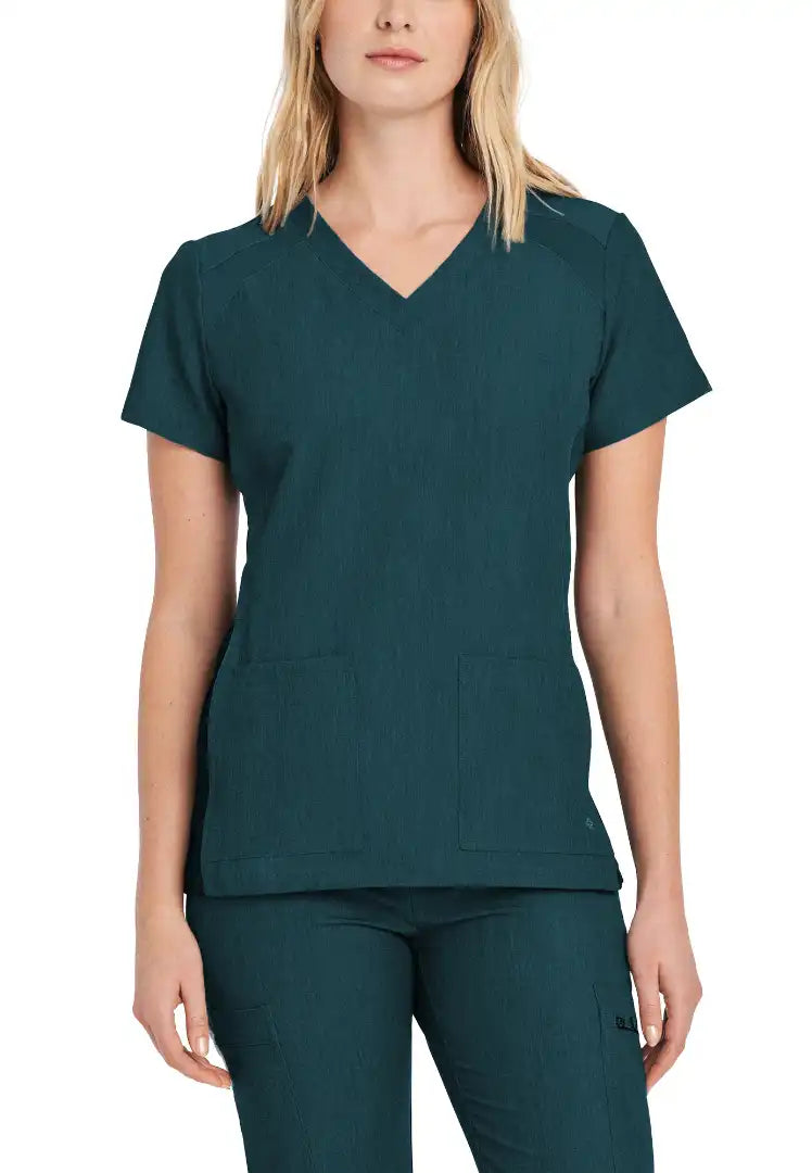 White Cross V-Tess Women's 4 Pocket V-Neck Scrub Top - Caribbean - The Uniform Store