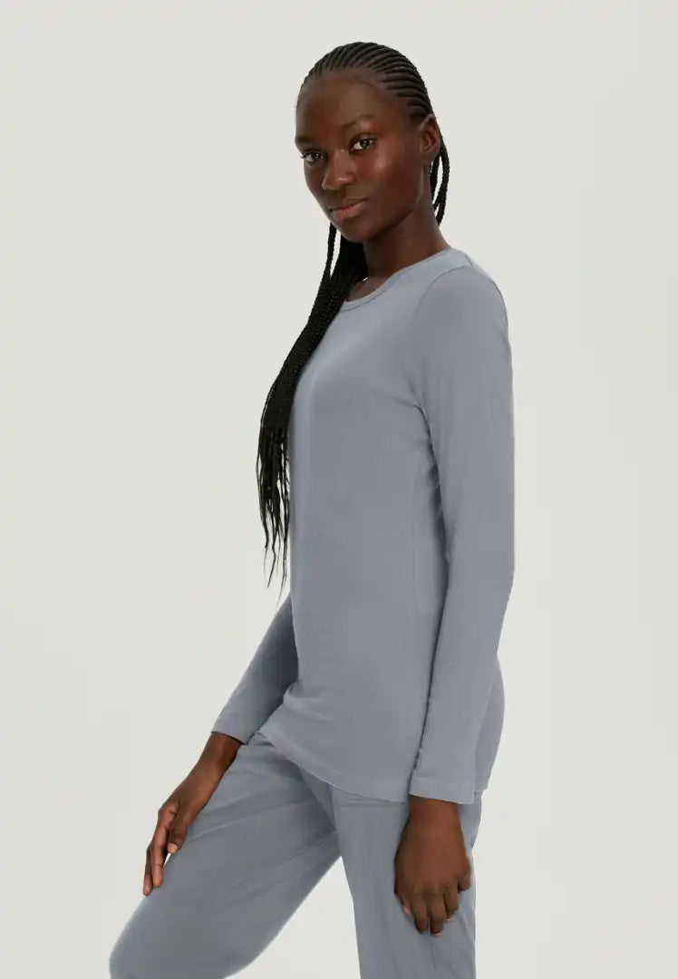 White Cross FIT Women's Jersey Knit Stretch Long Sleeve Underscrub - Grey