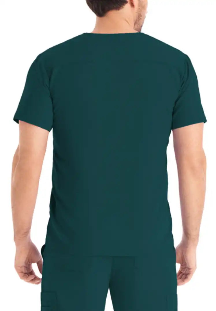 Men's 2-Pocket V-Neck Scrub Top - Caribbean
