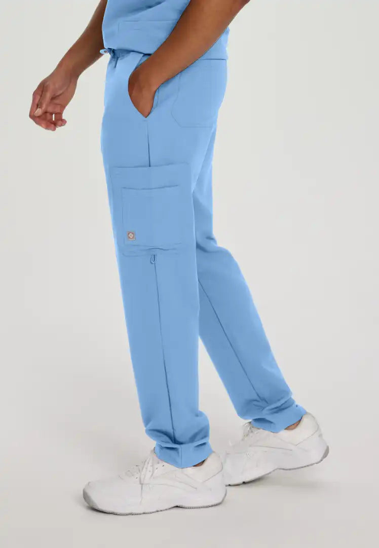 White Cross V-Tess Men's Cargo Scrub Pants - Ciel Blue - The Uniform Store