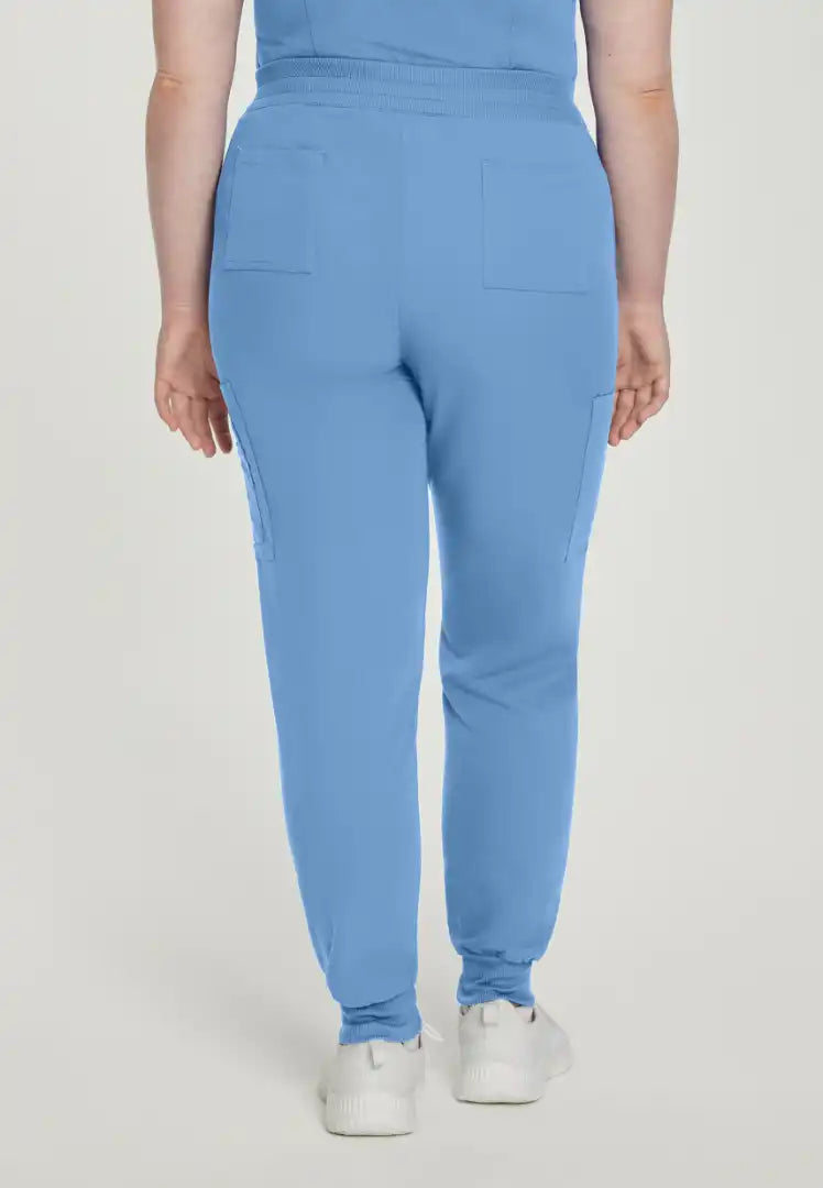 Women's 7-Pocket Zipped Cargo Jogger Scrub Pant - Ciel Blue