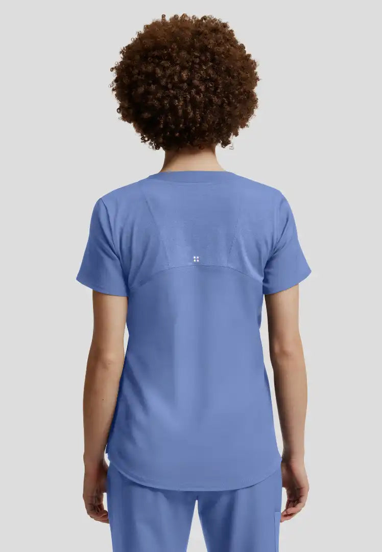 Vibe 2-Pocket V-Neck Scrub Top - Ciel
